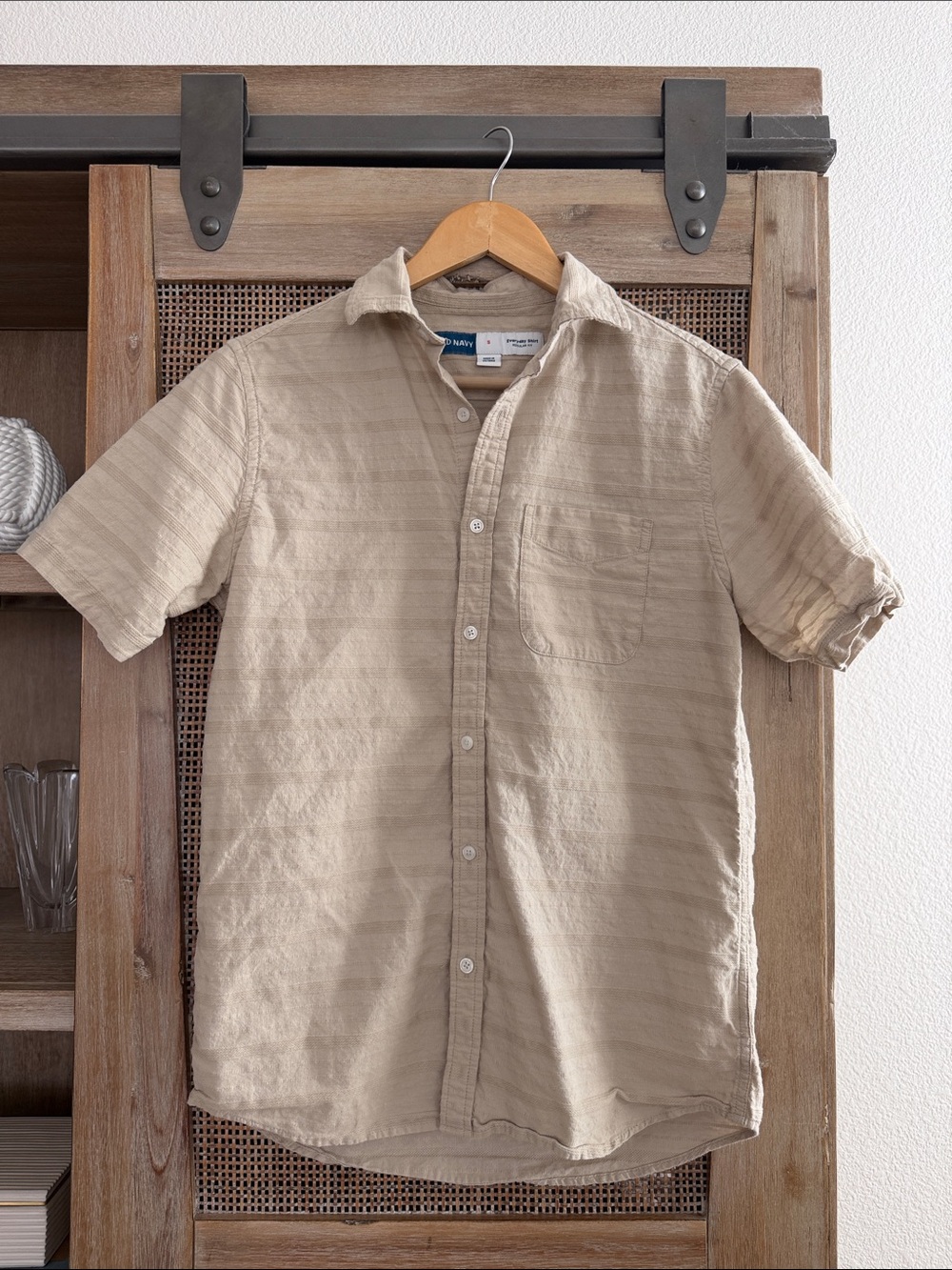📫 BUY 2 for $20📫 Old Navy Men's Short-Sleeve Button-Down Shirt in Beige